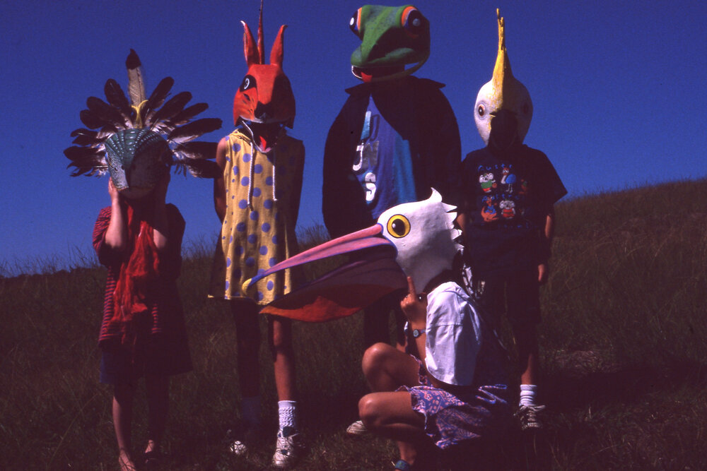 Children wearing masks