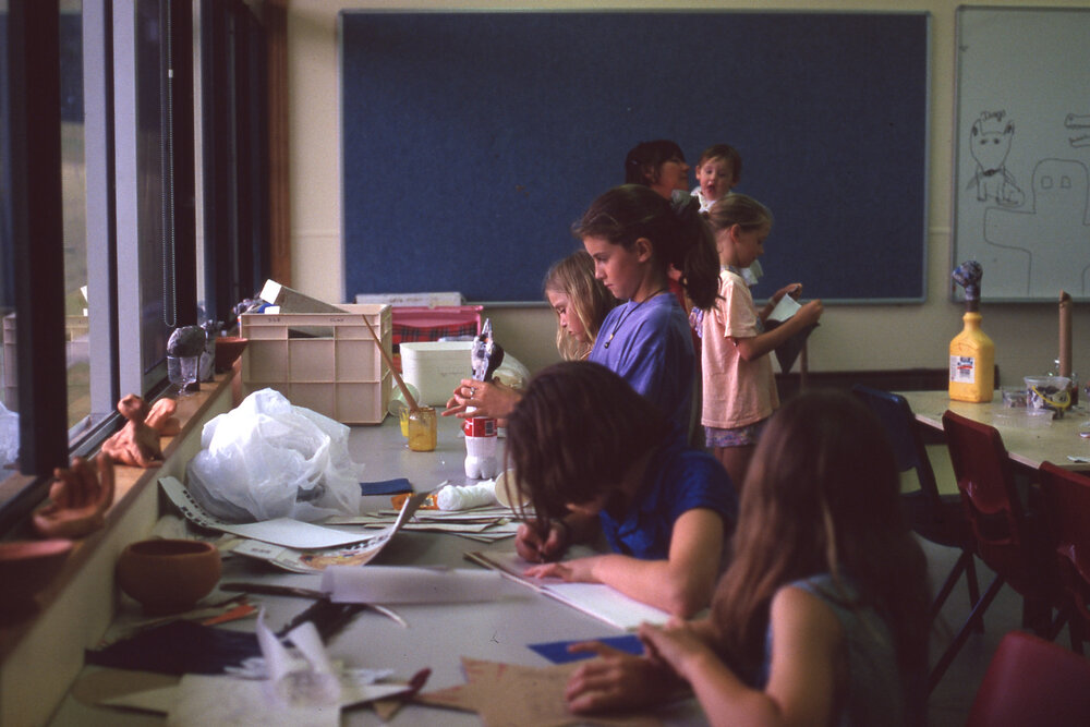 Paper mache mask making workshop in progress