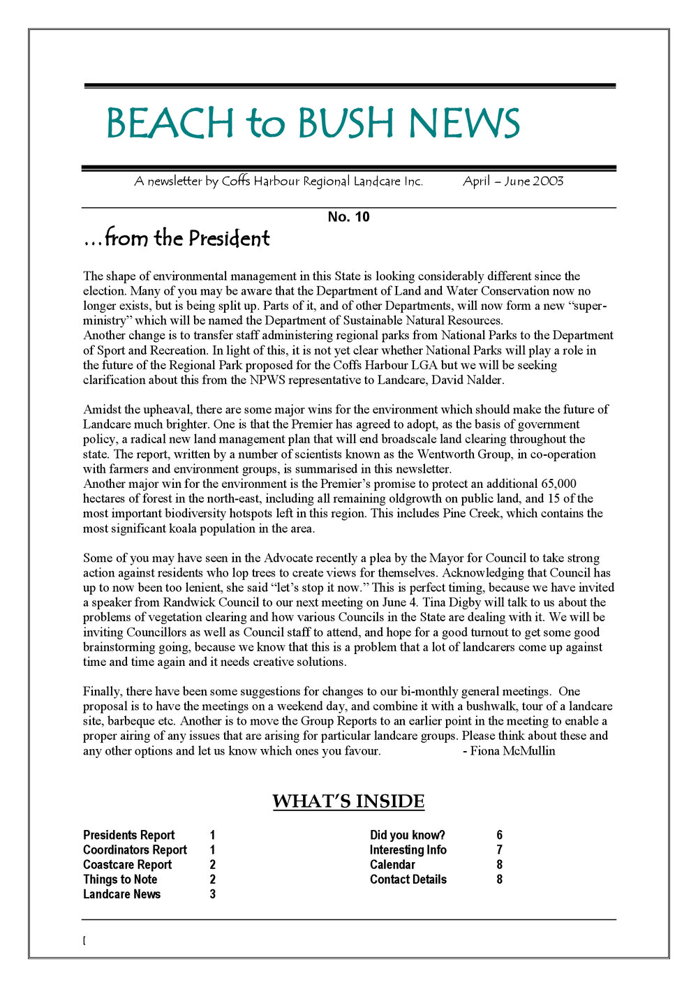 Beach to Bush News issue 10
