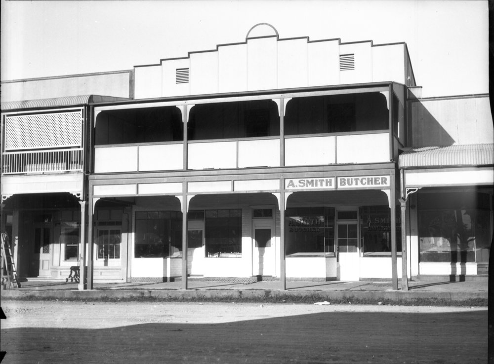 Archie Smith's butcher shop on High Street, c.1925