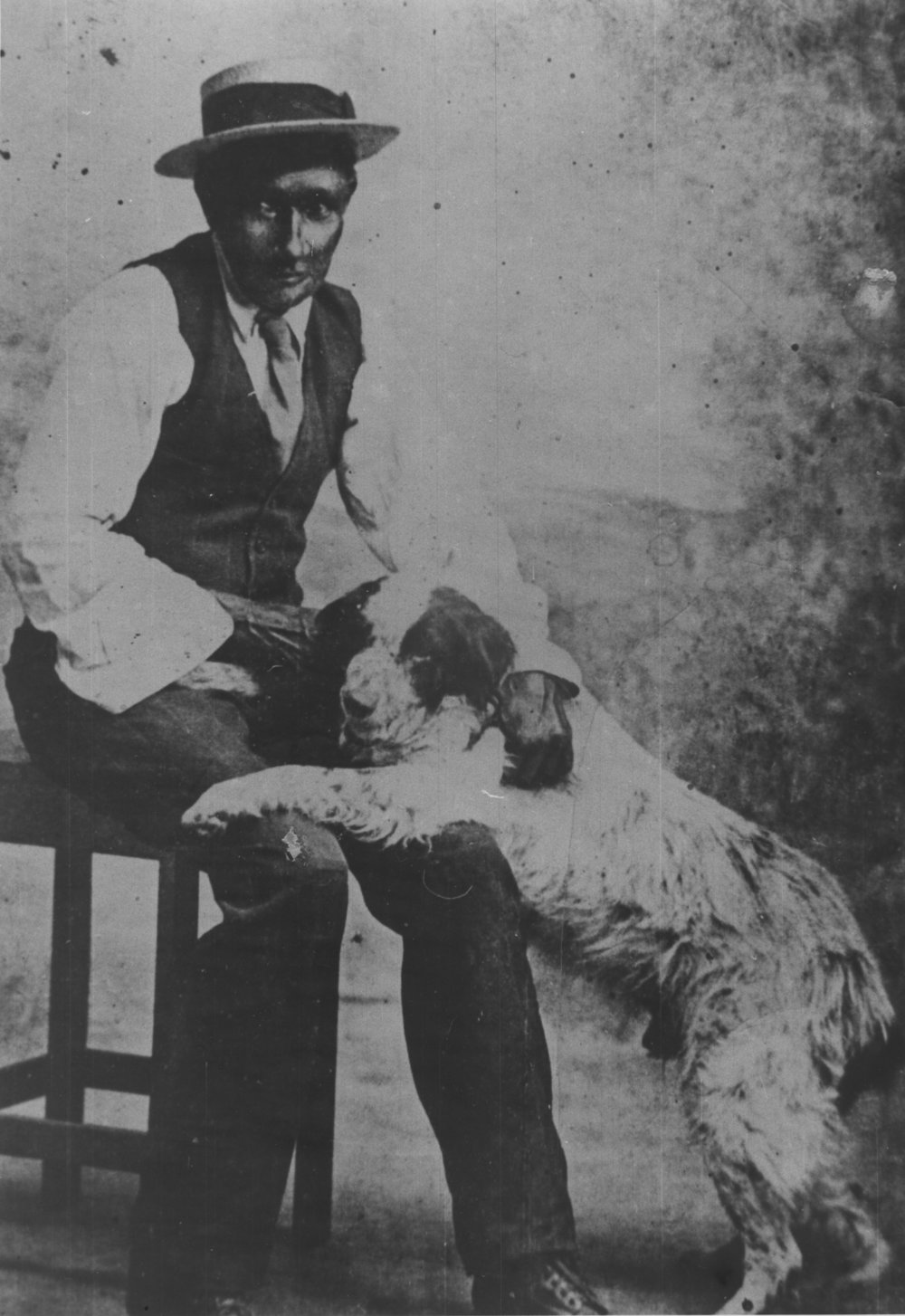 Louie La Crosse and his dog, c. 1920 