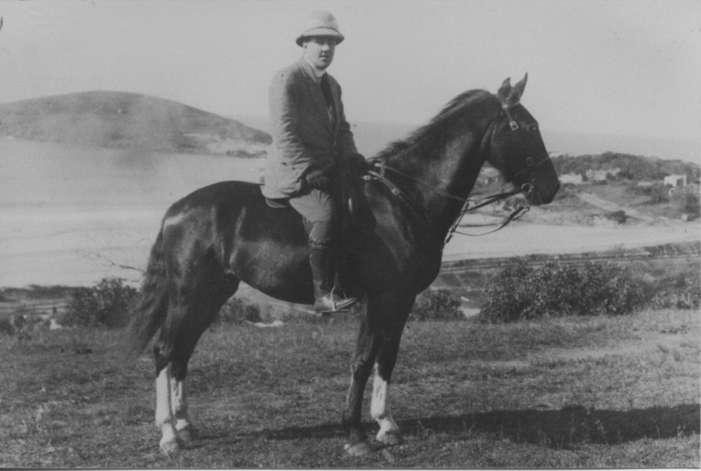 Dr William Wood on horseback, 1912