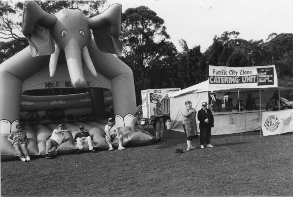 Pacific City Lions Club Olympic Journey fund-raising stall, July 1997 