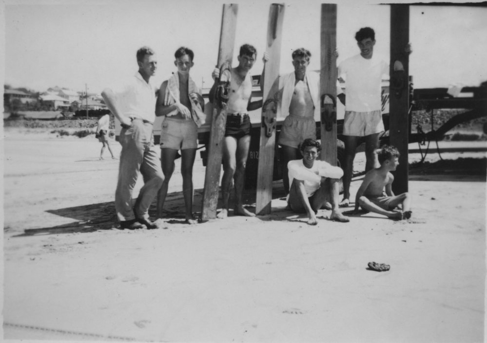 Water skiers at Jetty Beach, 1950 