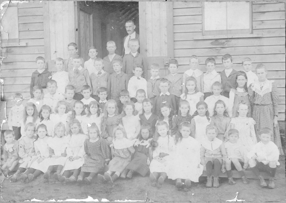 Pupils and teacher at Bonville Public School, c. 1890s
