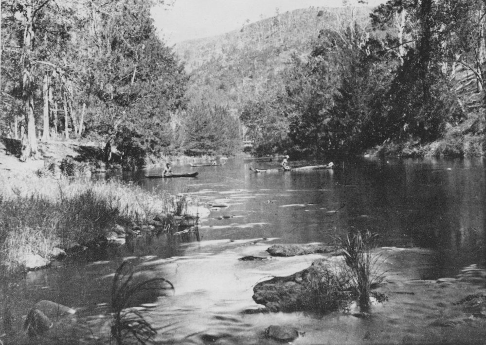 Aboriginal men in canoes, c. 1870s 
