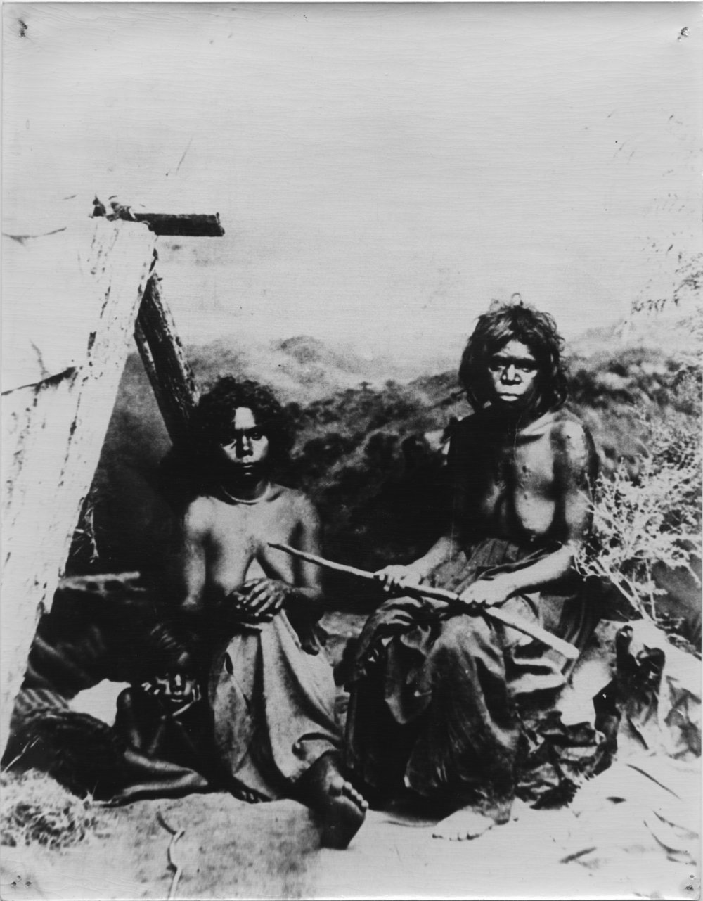 Portrait of two Gumbaynggirr women in studio setting, 1875 