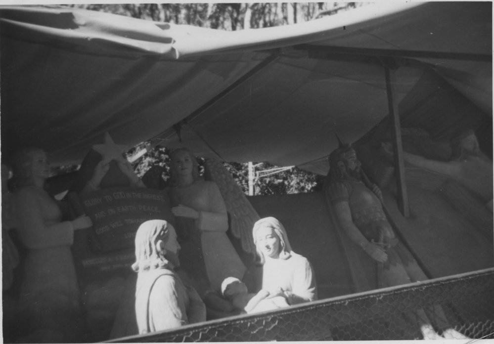 Sand sculpture of a religious scene, 1962