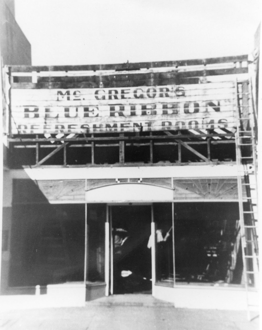 McGregor's Blue Ribbon Refreshment Rooms revealed during renovations on High Street, 10 September 1969