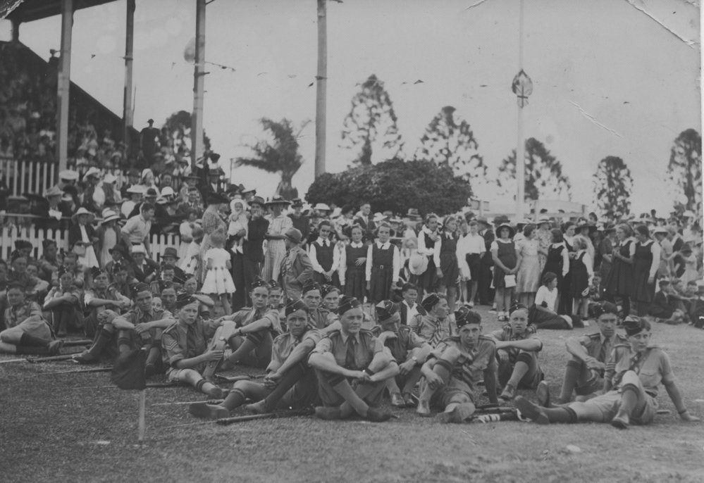 Coffs Harbour High School Cadet Corps at Grafton Showground, 1943 or 1944 