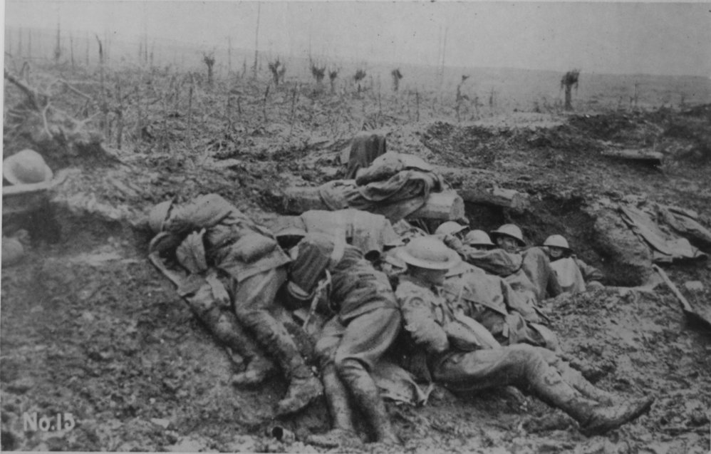Australian soldiers in a trench during World War I, 1917