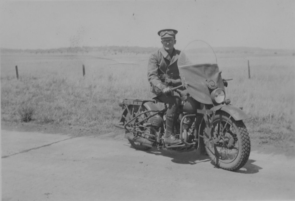 Jimmy Woods on his motorbike, 1939 - 1945 