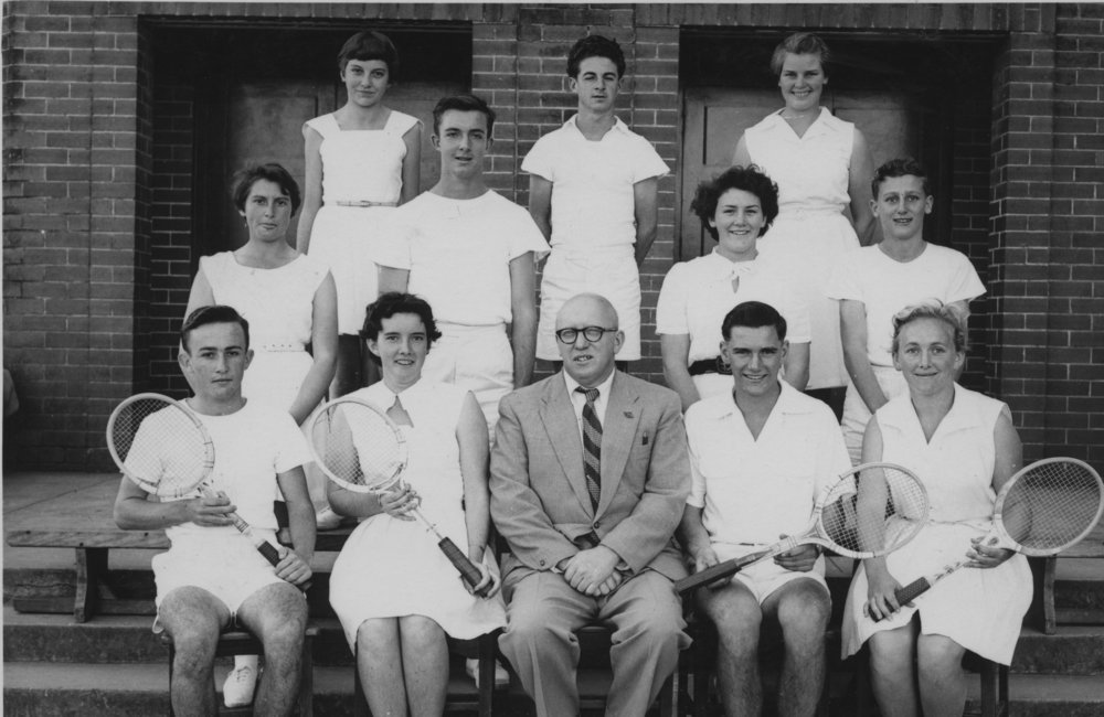 Coffs Harbour High School tennis team with coach George England, 1955 