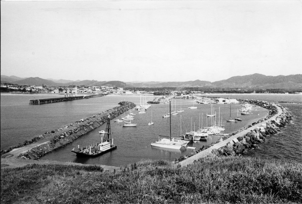 View from Muttonbird Island looking towards the marina and jetty, 1980