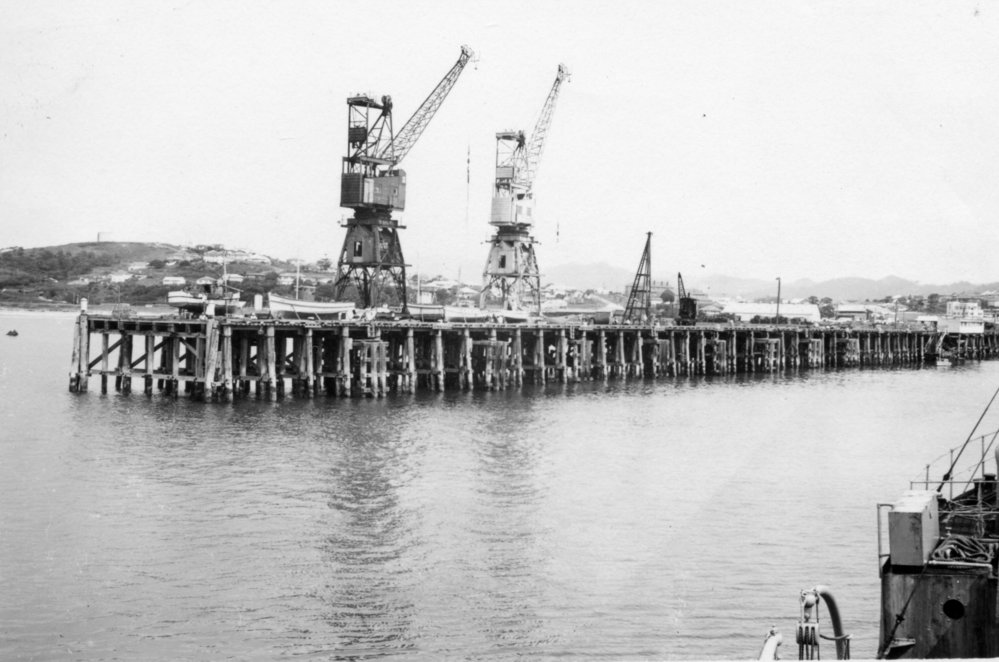 Coffs Harbour Jetty and cranes, 1957 