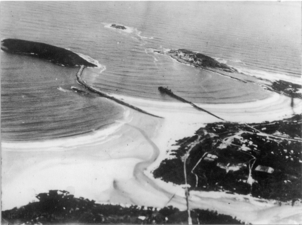 Aerial view of the Jetty and mouth of Coffs Creek, c. 1925