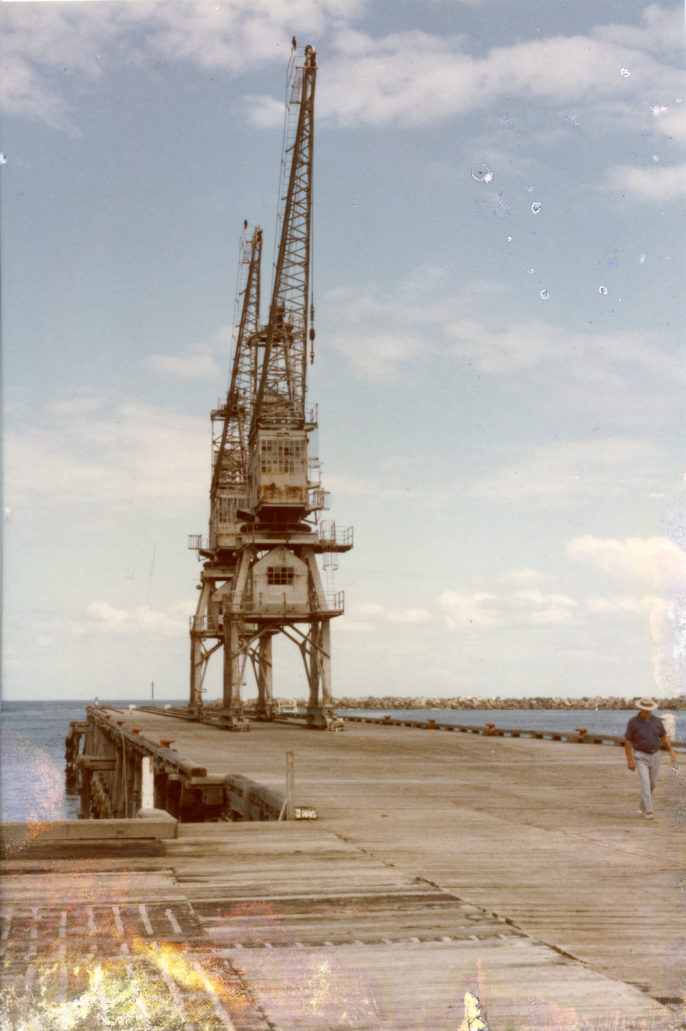 Stothert and Pitt cranes on the Coffs Jetty, 1 February 1984 