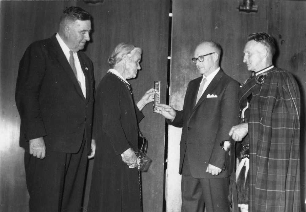 Closing the door of the School of Arts for the last time, 13 October 1961 