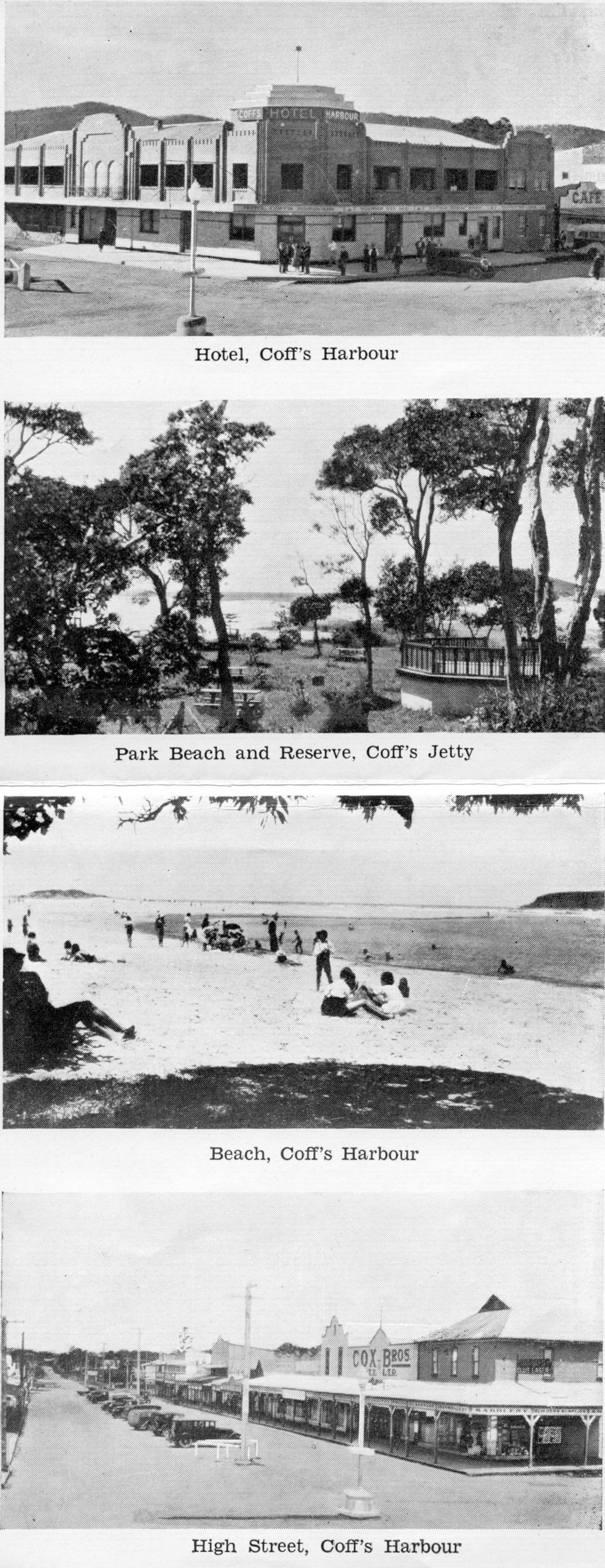 Foldout booklet of views of beach and town, c. 1940 