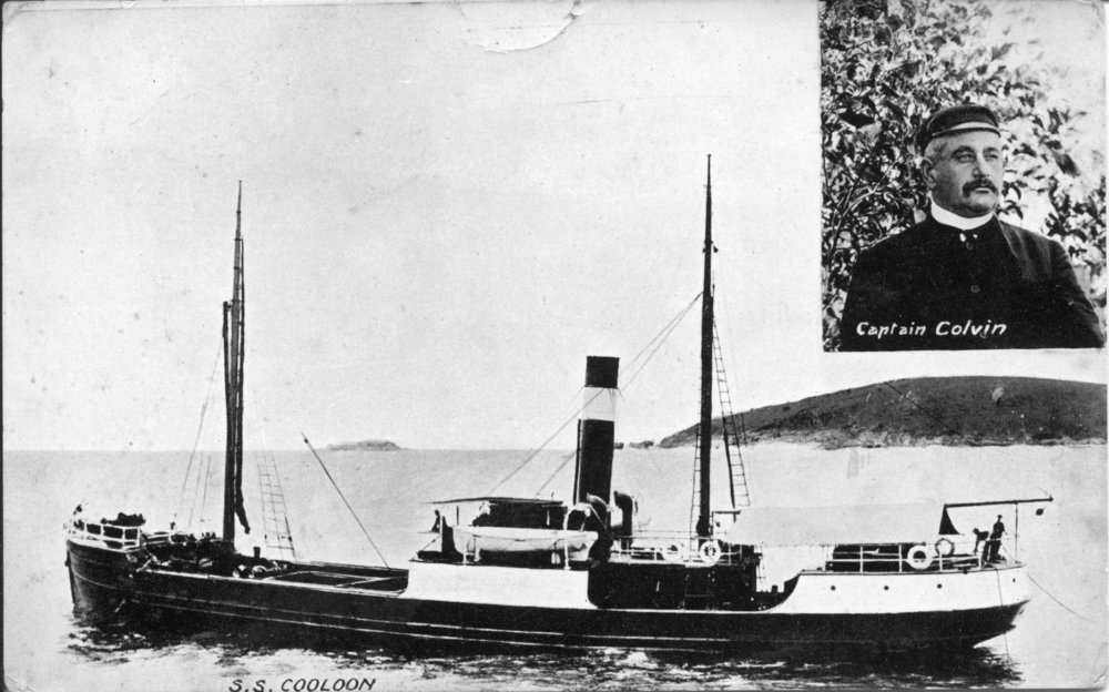 SS Cooloon and Captain Colvin inset, c.1910