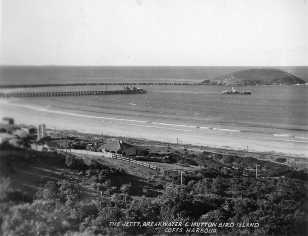 Jetty view with steamship, c. 1940 
