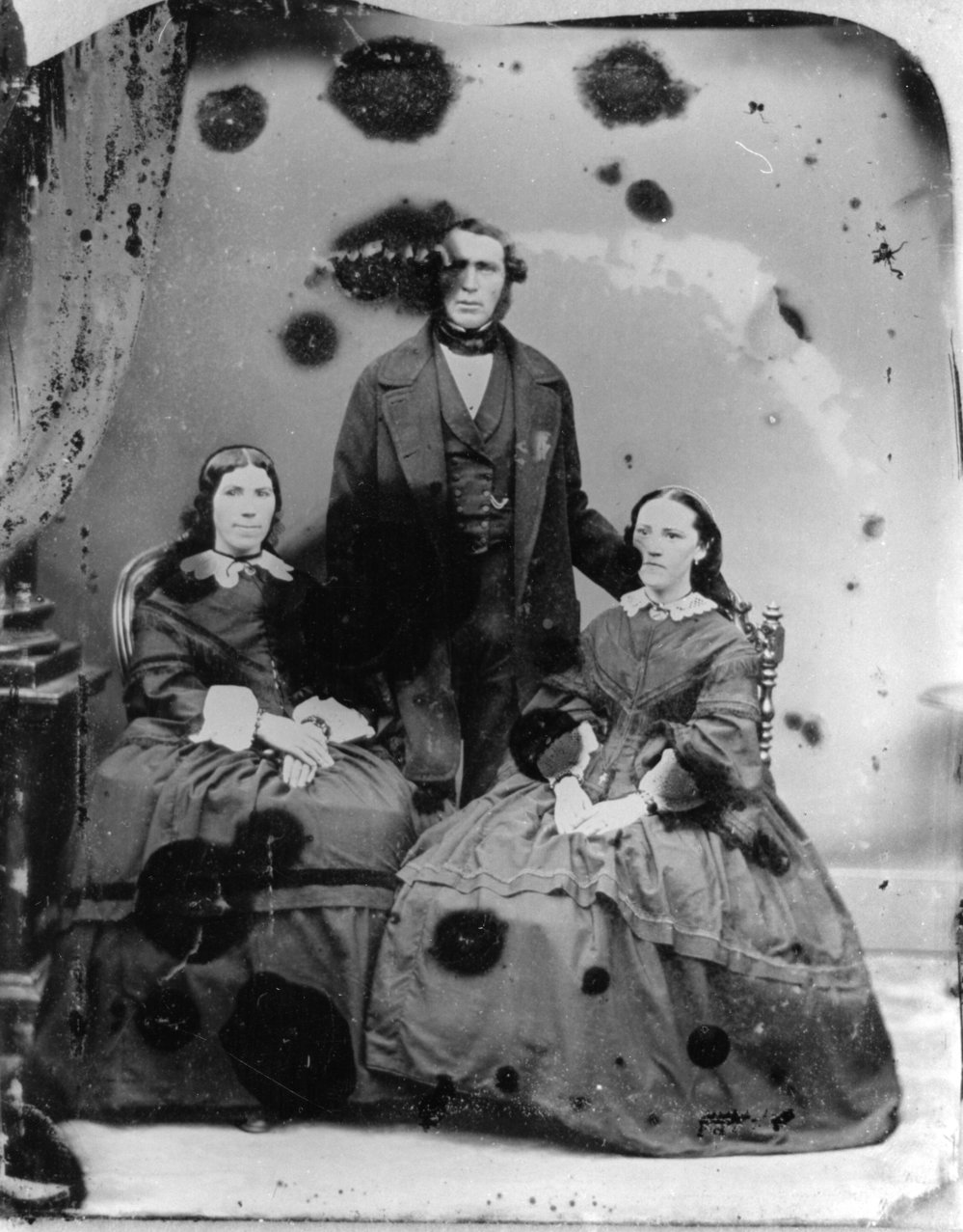A studio portrait of Catharina Korff with her twin Frederick and her daughter Catherine, c.1860