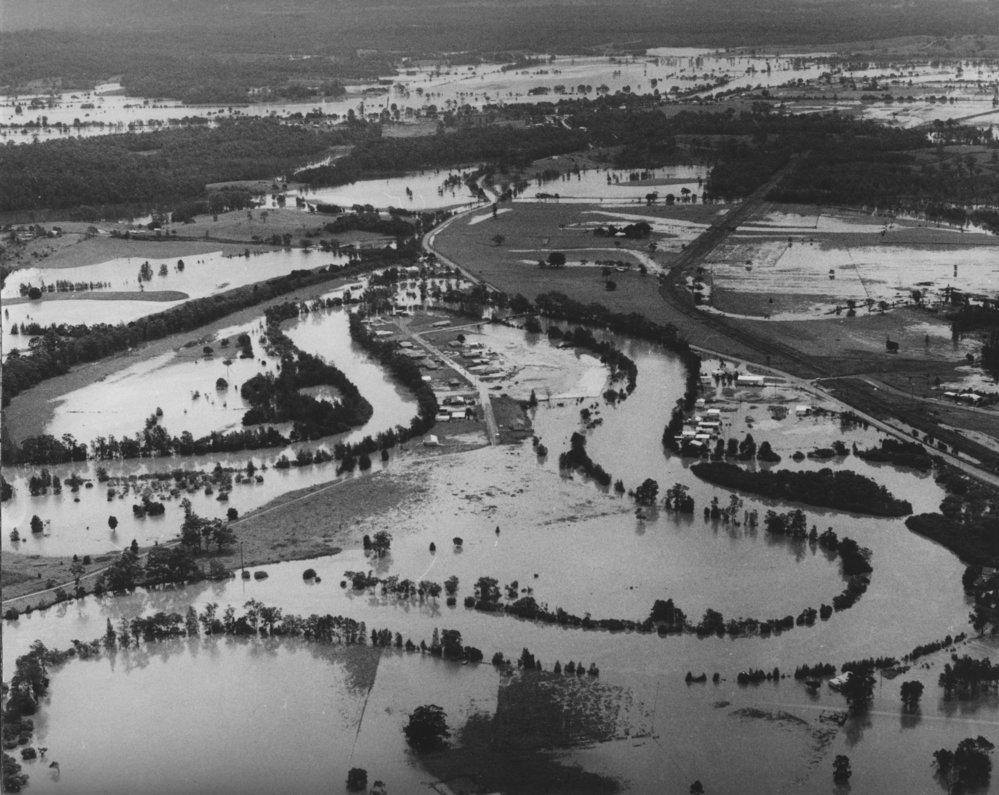 Kalang River and Newry Island in flood, 11 March 1974 