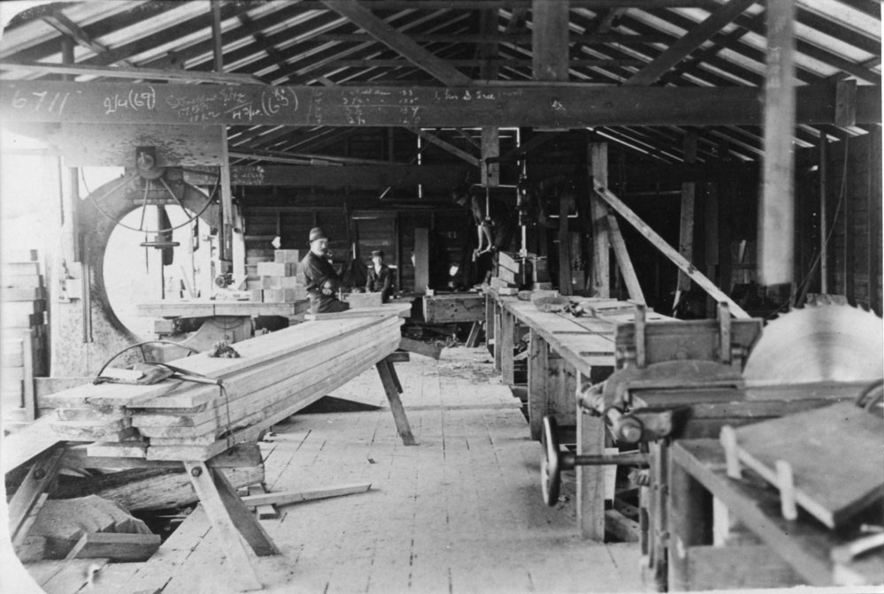Interior of the British Australia Timber Co. Mill, c.1914