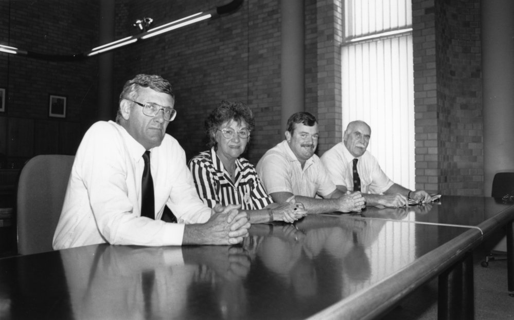 Councillors and staff in the Council Chamber, 1991