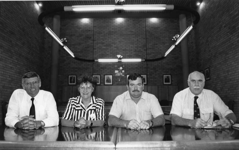 Councillors and staff in the Council Chamber, 1991 