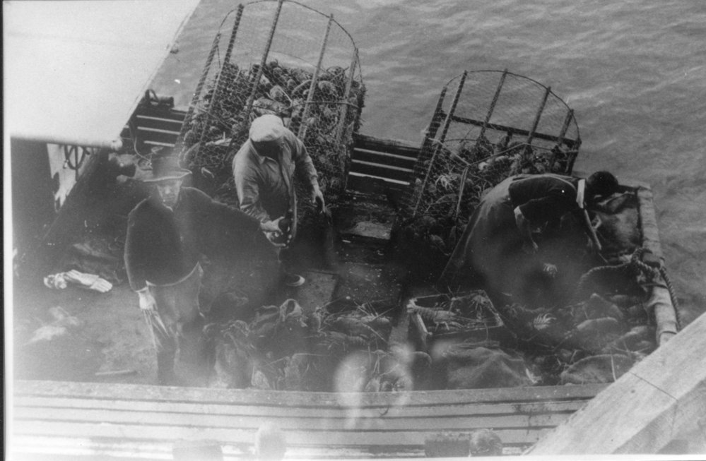 Arthur Loader's fishing trawler "Shirley" with crayfish, 25 August 1962 