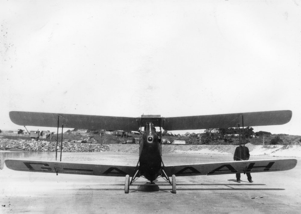 Amy Johnson's Gypsy Moth aeroplane 'Jason' on Jetty Beach, 4 June 1930 