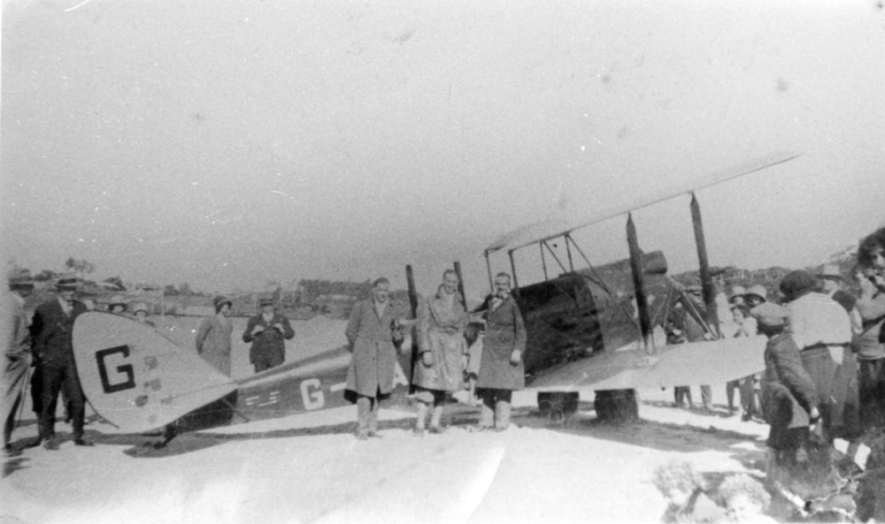 Amy Johnson's aeroplane 'Jason' on Jetty Beach, 4 June 1930