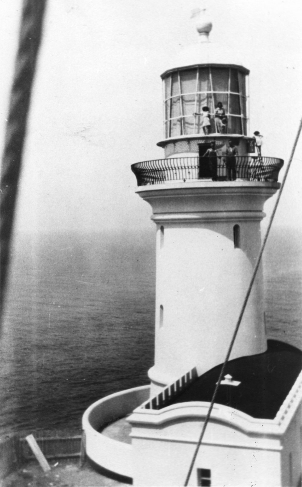 Tulk family on South Solitary Island Lighthouse balcony, 1933