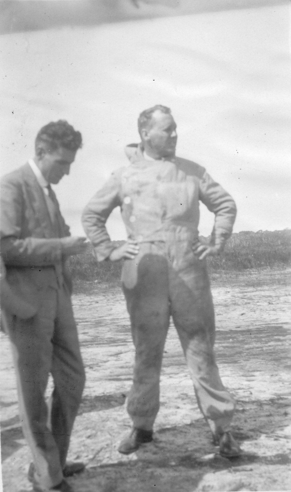 Captain Holden and Captain Taylor on the airfield, 22 September 1929 