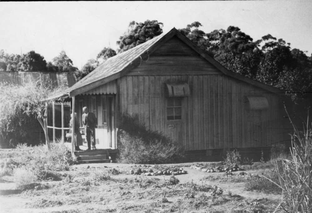 Miss Annie Hoschke and Sam Tozer at the Hoschke home, 1968 