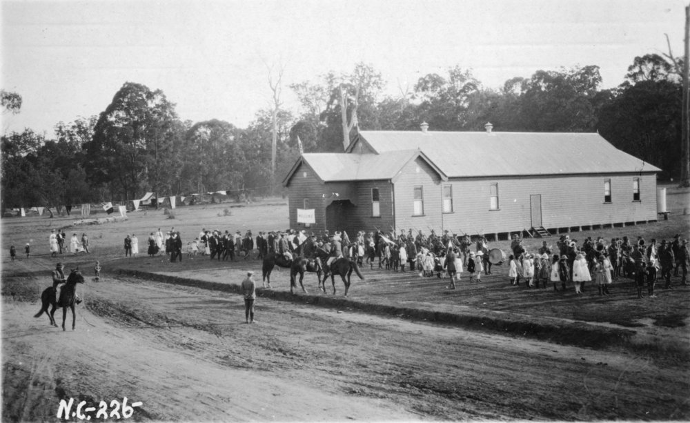 The &ldquo;Boomerangs&rdquo; North Coast Route March welcomed at the School of Arts, 18 January 1916