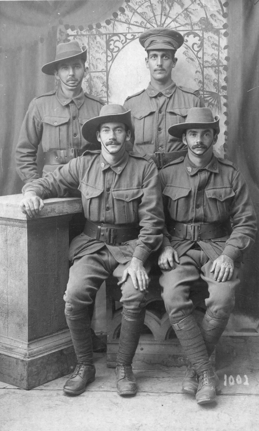 Robert and Adam Herd with mates, June 1916
