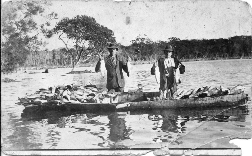 Wal and Les Jordan fishing at Boambee Creek, 1923 