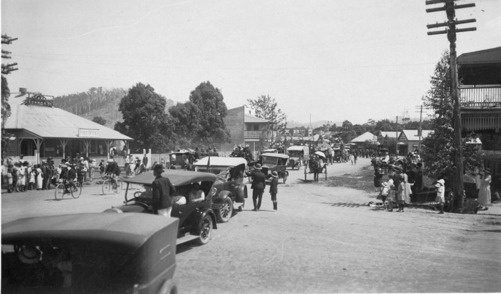 Parade on West High Street, c. 1920 