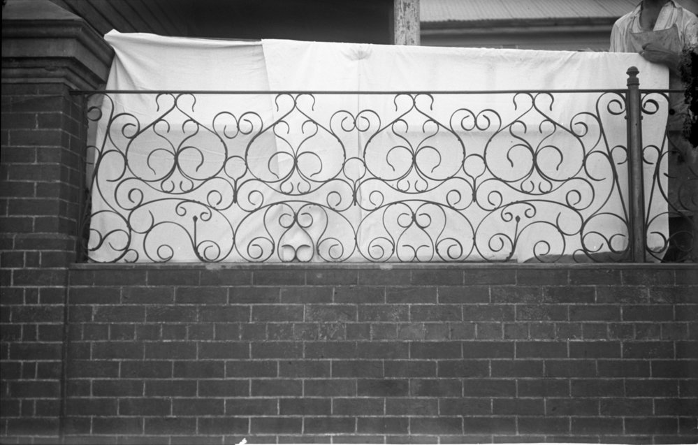 Wrought-iron verandah railing of the Fitzroy Hotel, May 1924