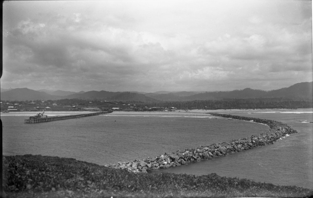View of Coffs Jetty from Mutton Bird Island, 25 January 1925