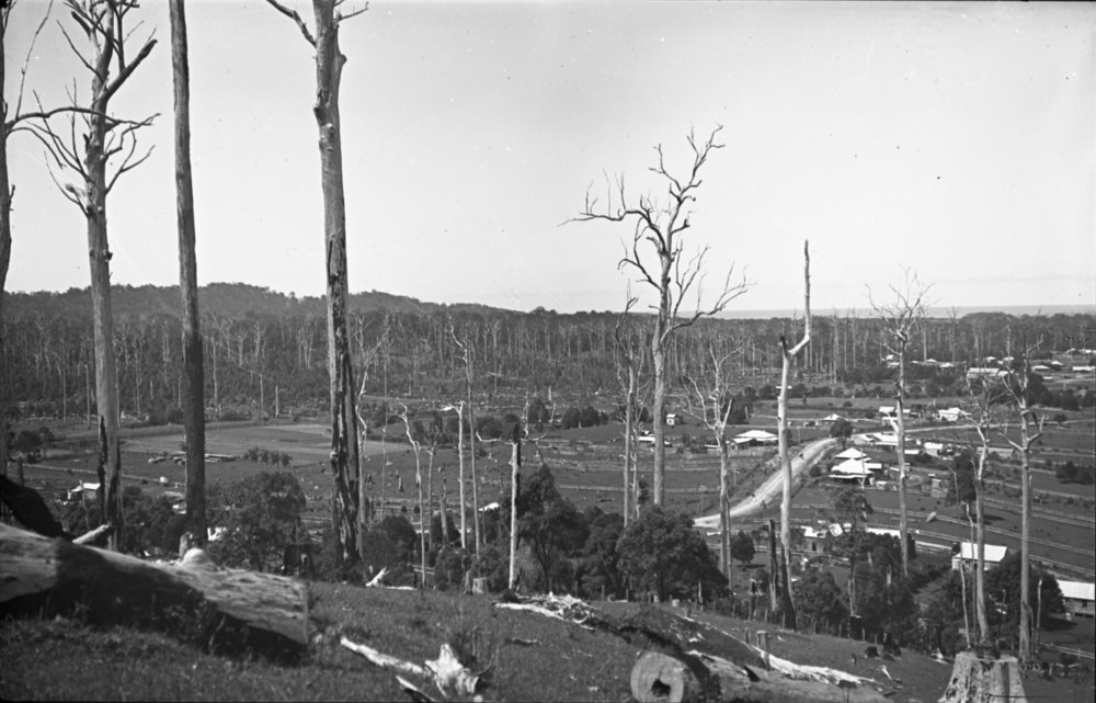 Coramba Road looking east from Nelson's Hill, 1923
