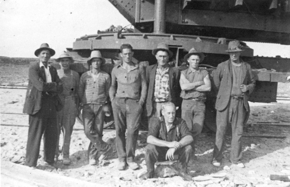 Breakwater construction crew, c.1920