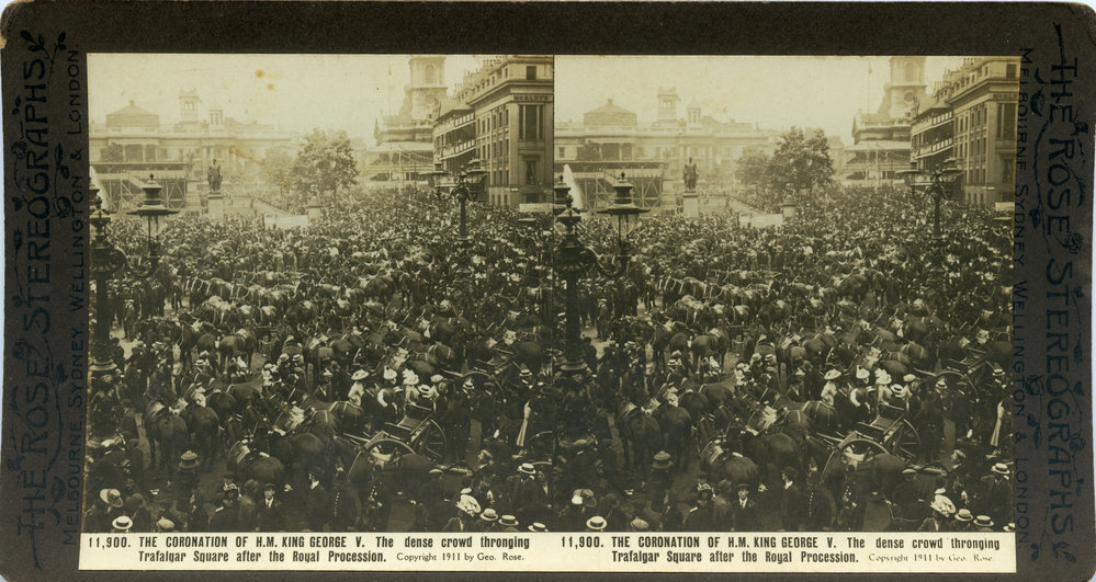 The crowd in Trafalgar Square at the coronation of George V, 22 June 1911