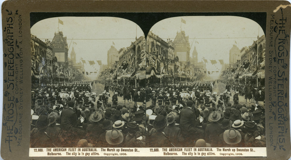 The American Fleet on Swanston Street, 1908