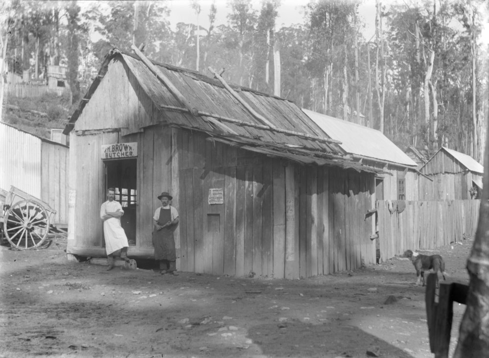 Butcher's shop at Beacon Mine, c. 1898