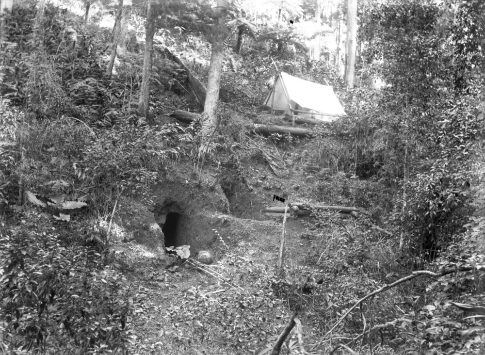 Mine entrance and camp at the Beacon Mine, c.1898