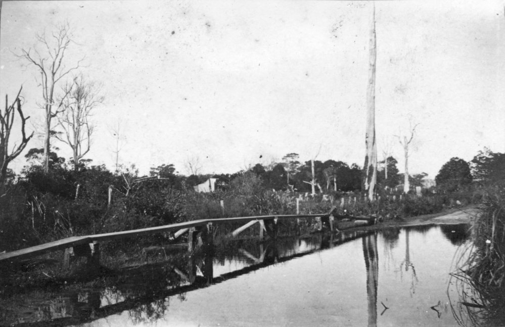The flooded Pacific State Highway near Woolgoolga, c.1912