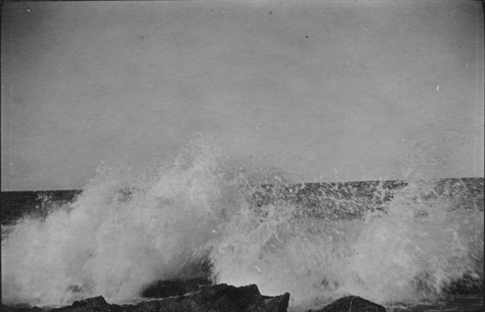 Waves breaking on rocks, c.1912